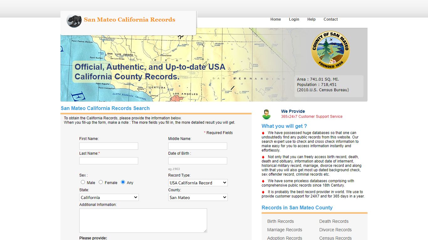 California San Mateo County Records Search.